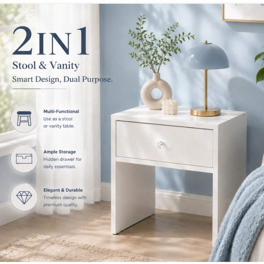 Furniture Hardware Nut - 2-in-1 opbergkruk & nachtkastje, verborgen lade-organizer