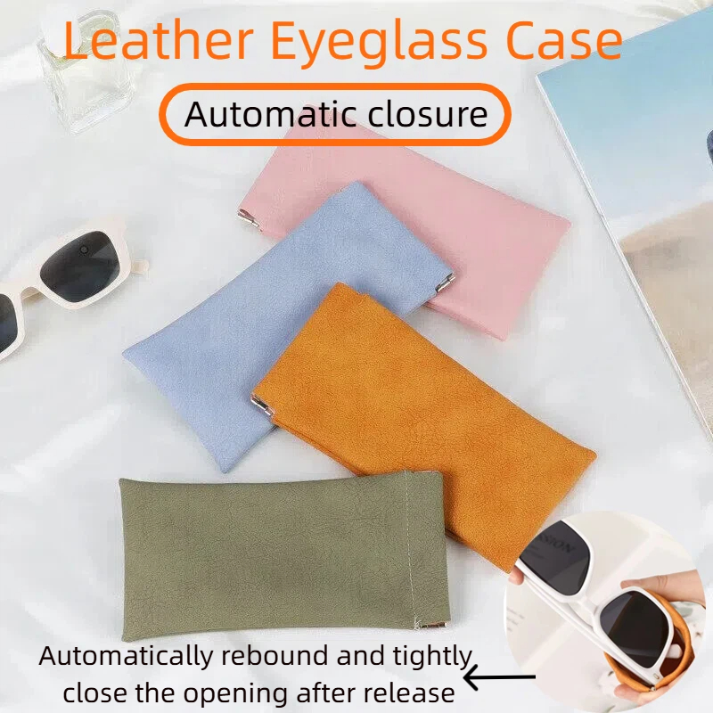 Soft Close Hinge - Unisex lederen brillenkoker, draagbaar automatisch gesloten