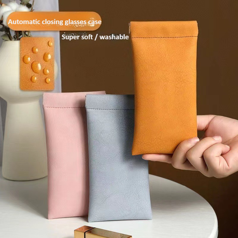 Soft Close Hinge - Unisex lederen brillenkoker, draagbaar automatisch gesloten