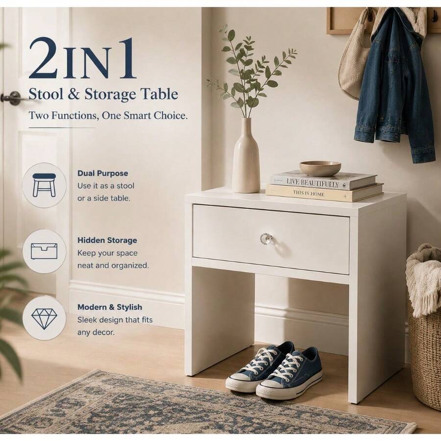 2-in-1 opbergkruk & nachtkastj - Furniture Hardware Nut recensie en prijs
