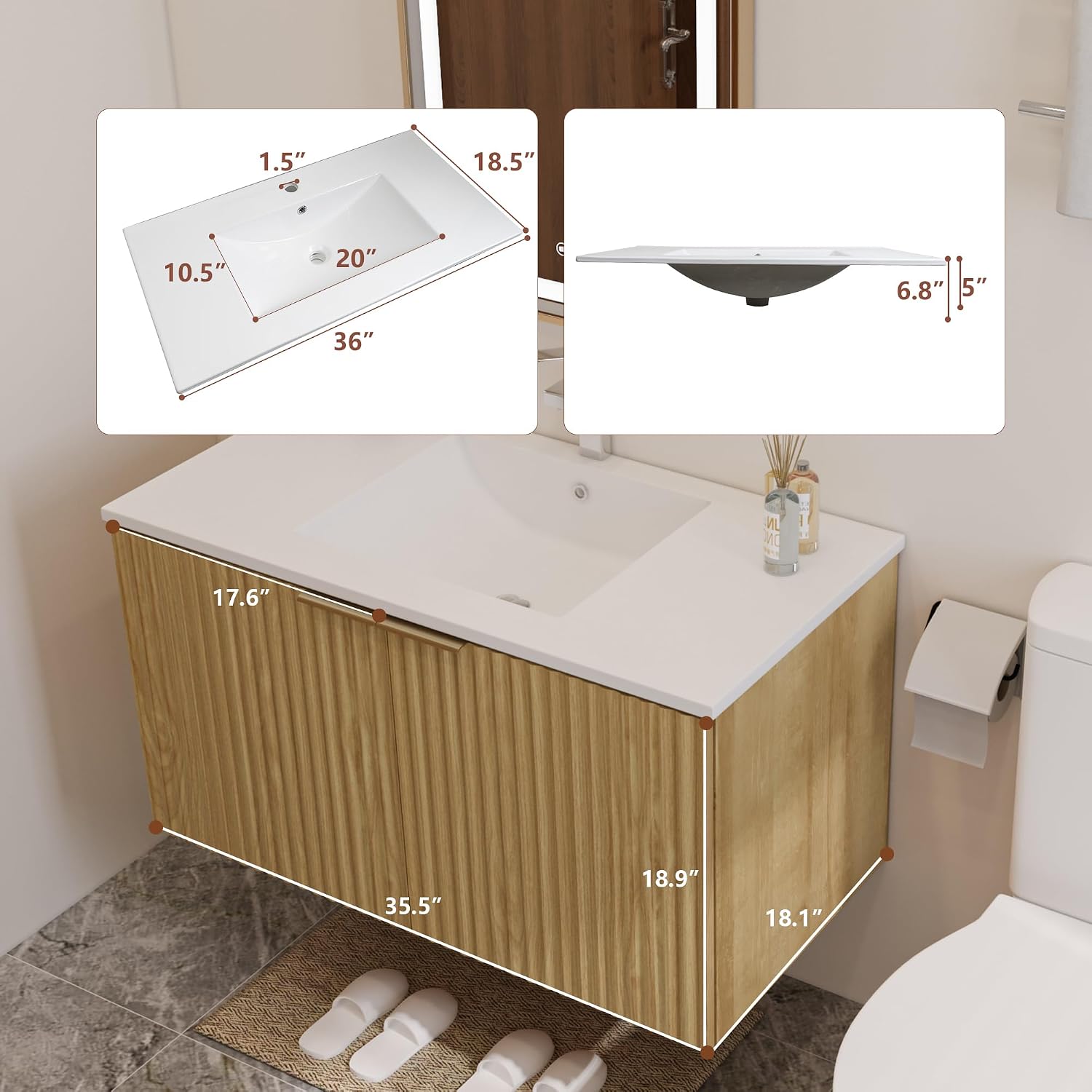 Moderne zwevende badkamermeube - Soft Close Hinge recensie en prijs
