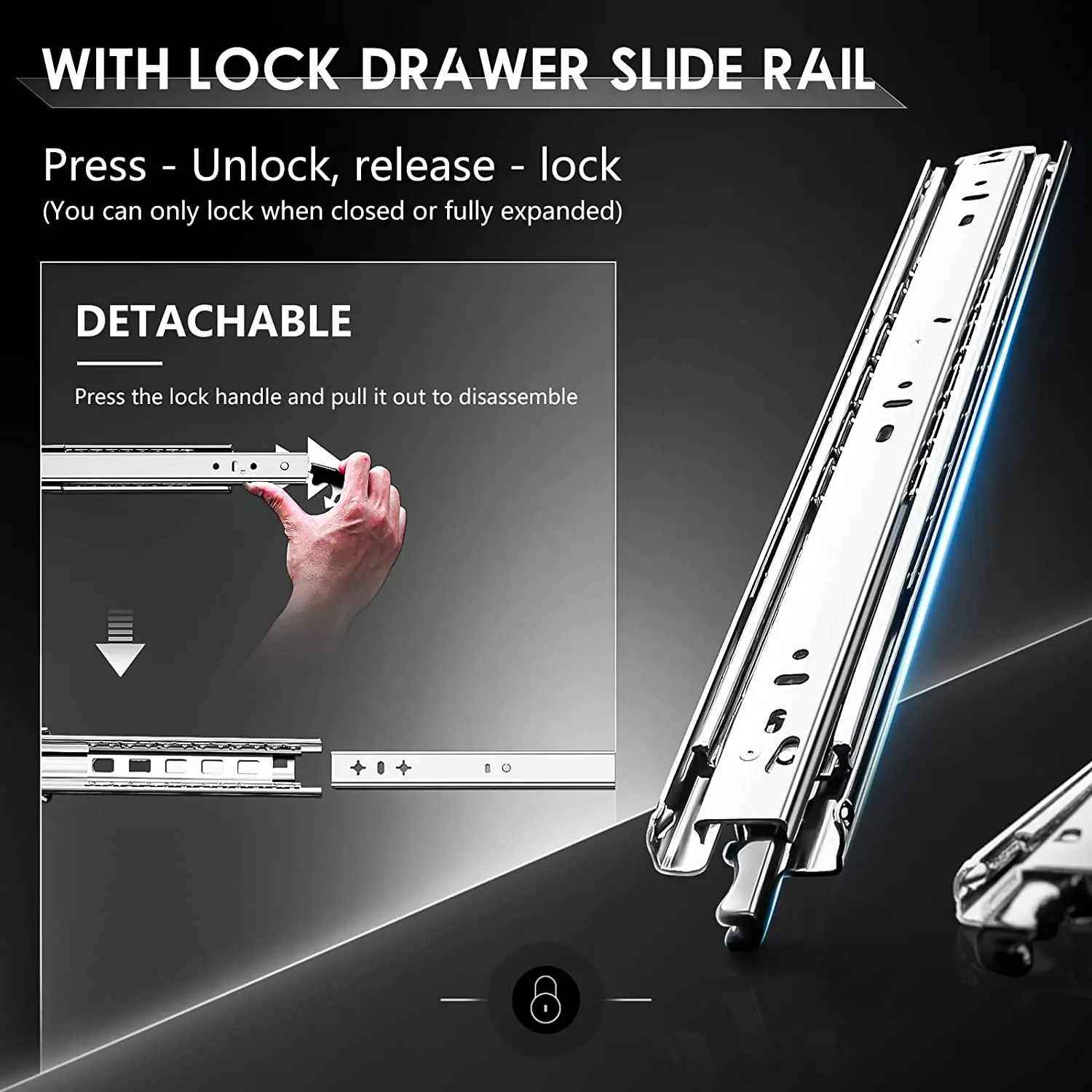 170 lbs 1 paar met vergrendeli - Drawer Slide Pair recensie en prijs